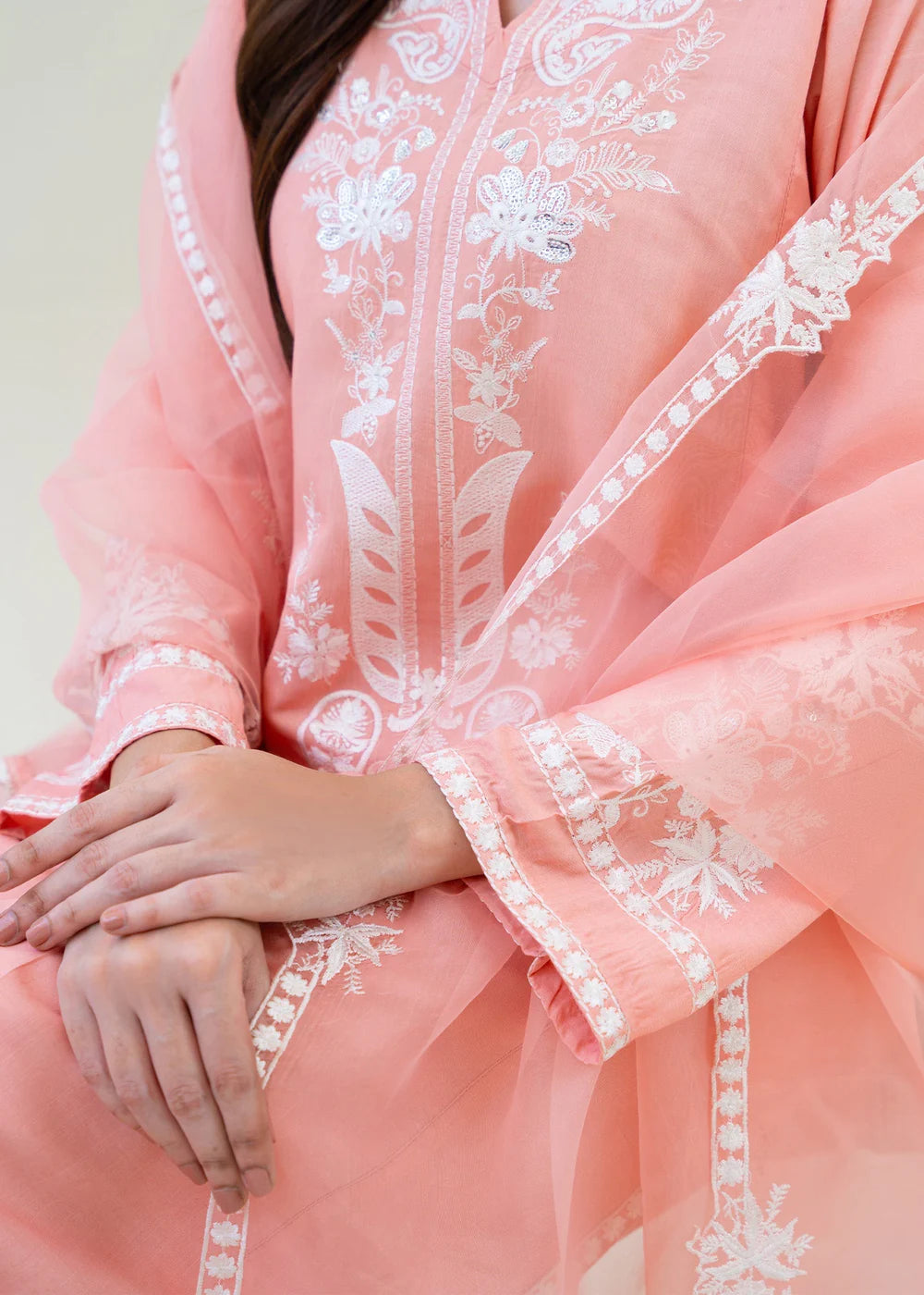 Baby Pink Viscose Raw Silk Embroidered Kurta Set with Dupatta