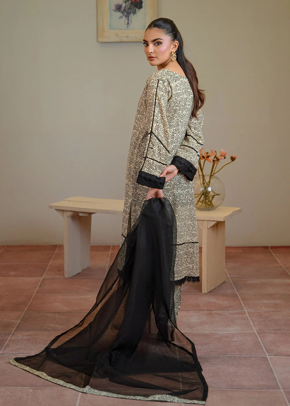 Long Cotton Kurta Set with Dupatta