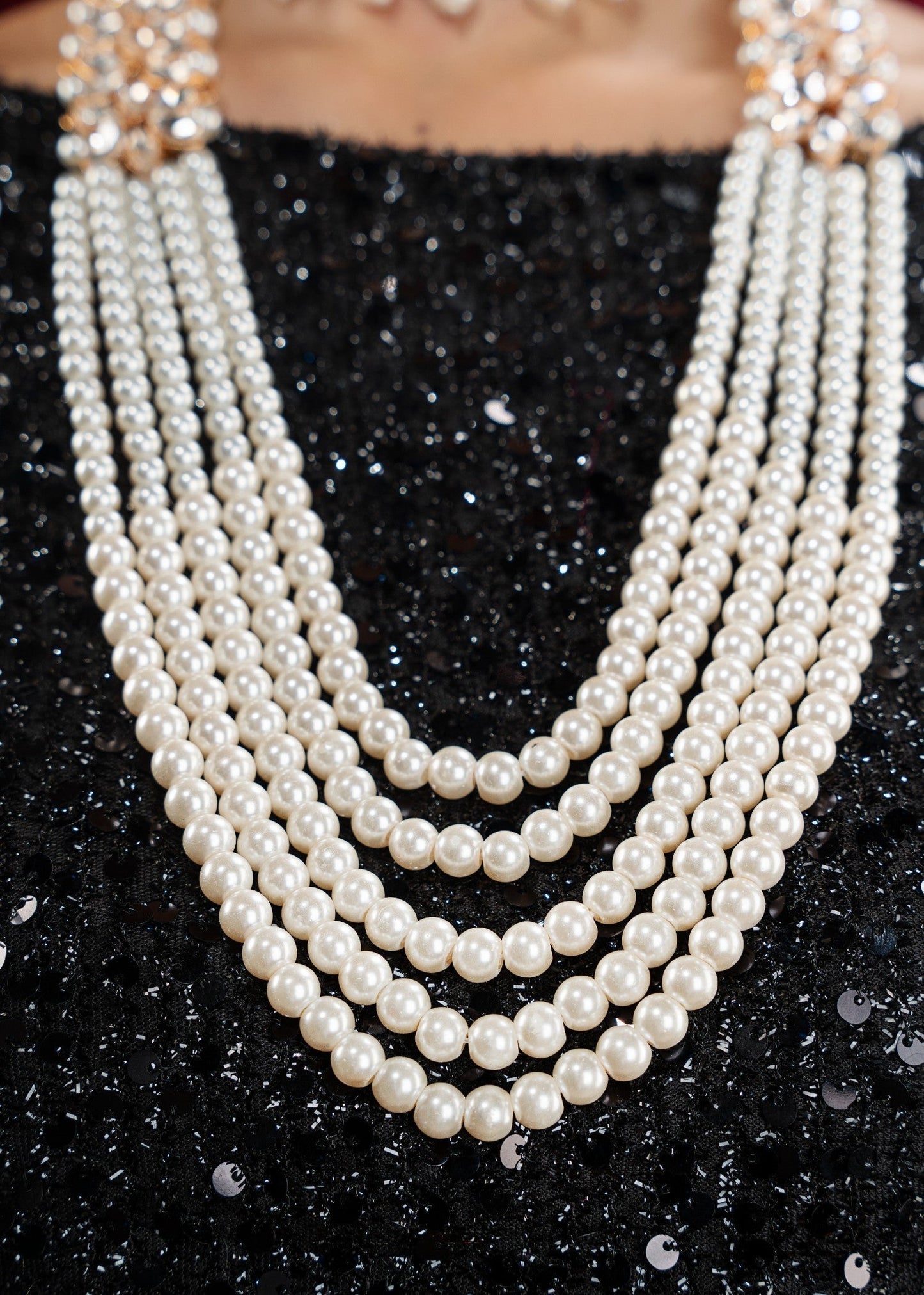 Beaded Pearl Tikka Earrings Necklace Online in KSA Riyadh Saudi Arabia Oman Bahrain Qatar