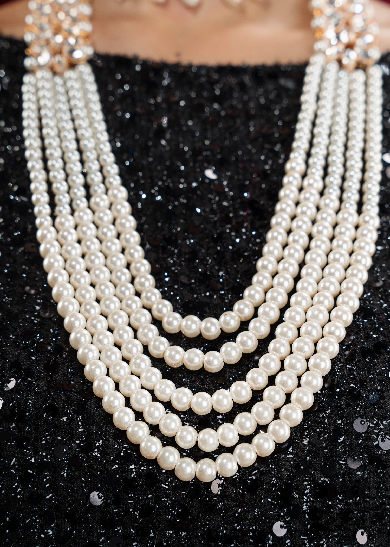 Beaded Pearl Tikka Earrings Necklace Online in KSA Riyadh Saudi Arabia Oman Bahrain Qatar