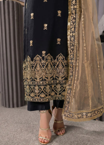 Beige Black Embroidered Party Wear Salwar Kameez Online in KSA Riyadh Saudi Arabia Oman Bahrain Qatar