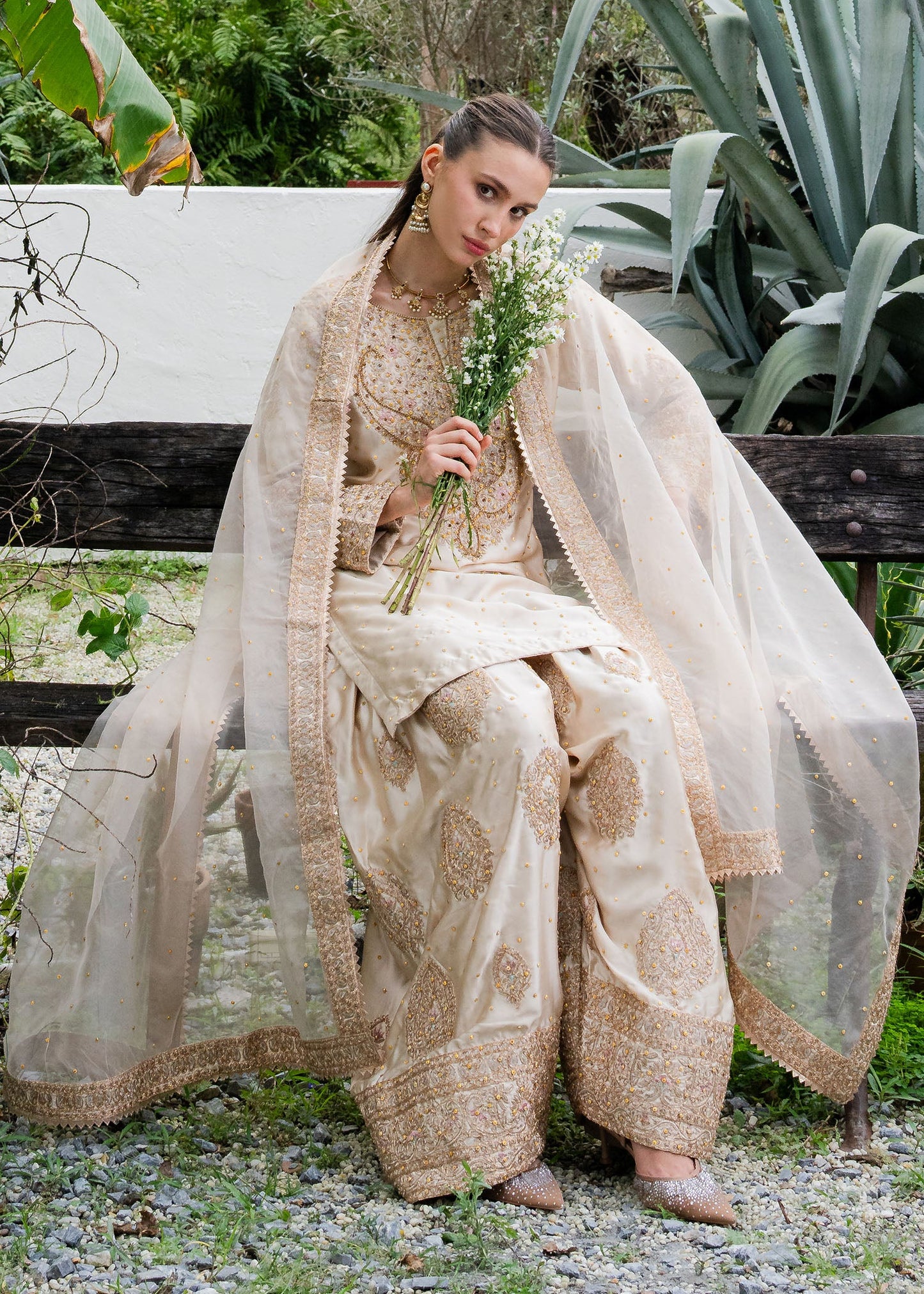 Beige Charmuse Farshi Suit with Dupatta Online in Sri Lanka India Australia