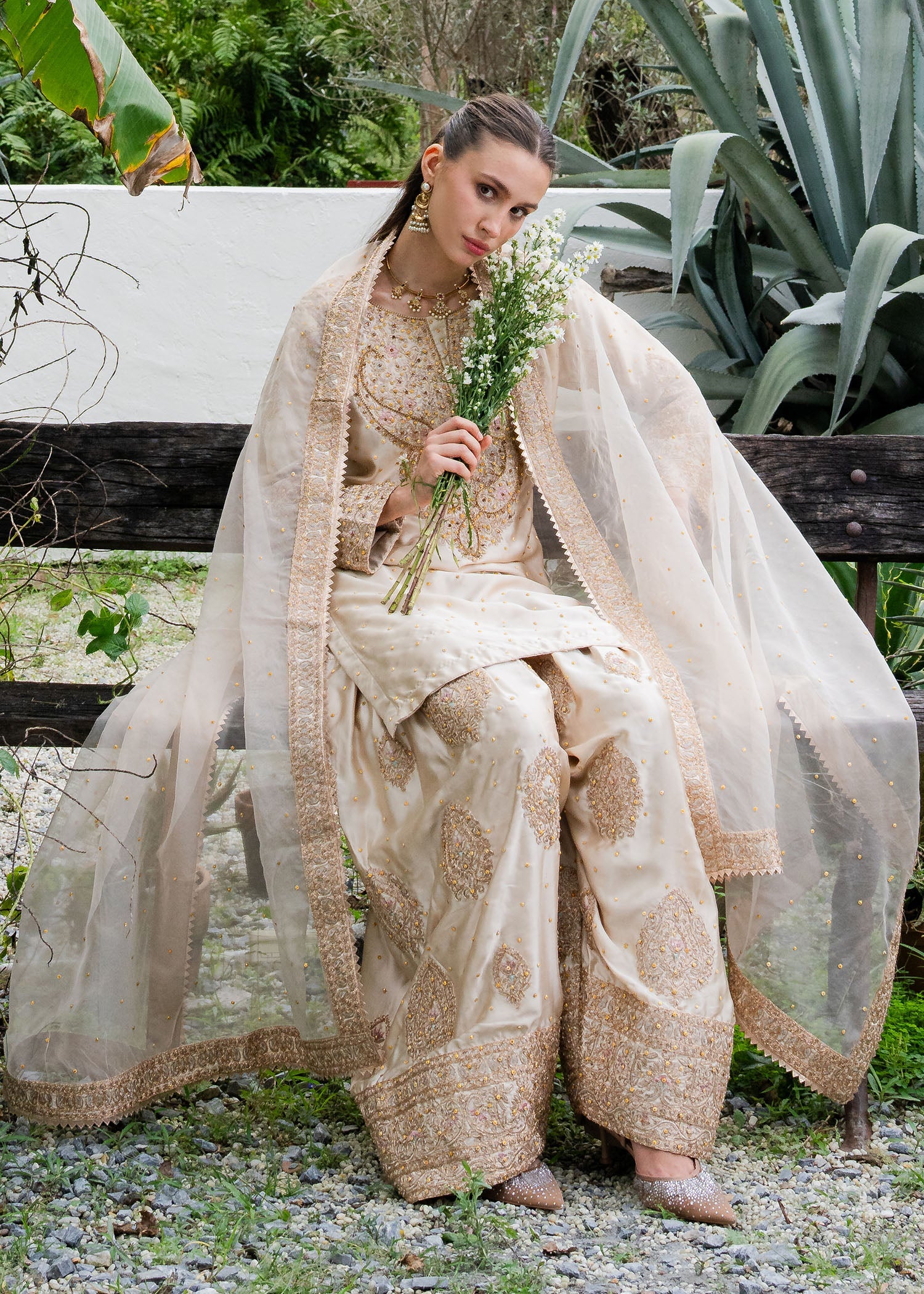 Beige Charmuse Farshi Suit with Dupatta Online in Sri Lanka India Australia
