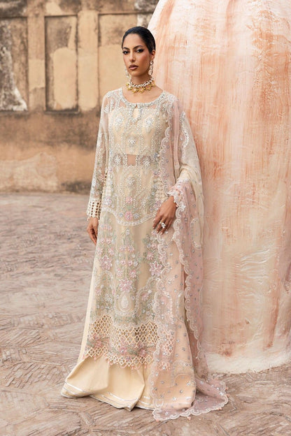 Beige Chikankari Chiffon Salwar Suit Online in Dubai UAE Abudhabi Ajman Sharjah