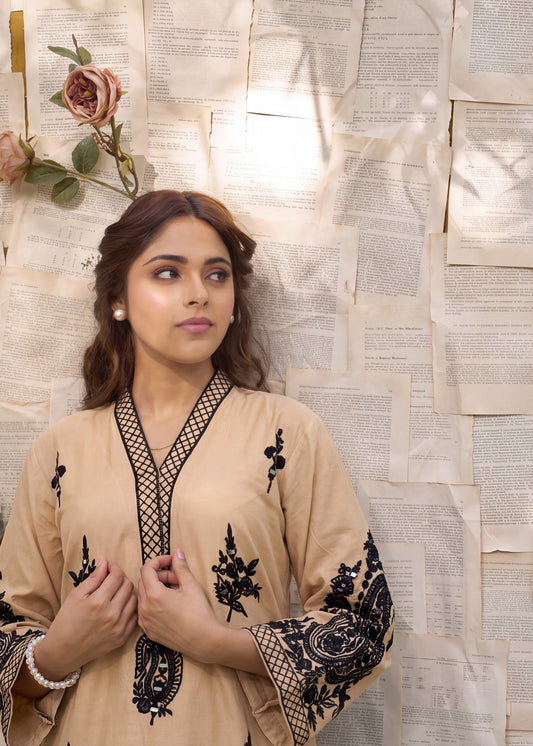 Beige Cotton Embroidered Salwar Suit Online in Sri Lanka India Australia