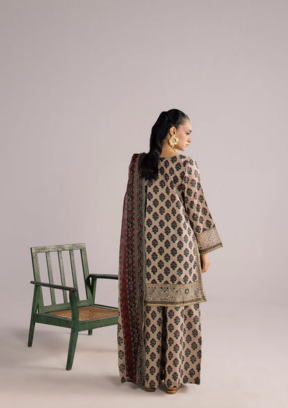 Beige Embellished Lawn 3-Piece Suit Online in Sri Lanka India Australia