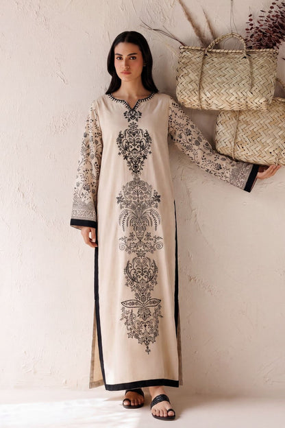 Beige Embellished Lawn Kaftan Online in Dubai UAE Abudhabi Ajman Sharjah
