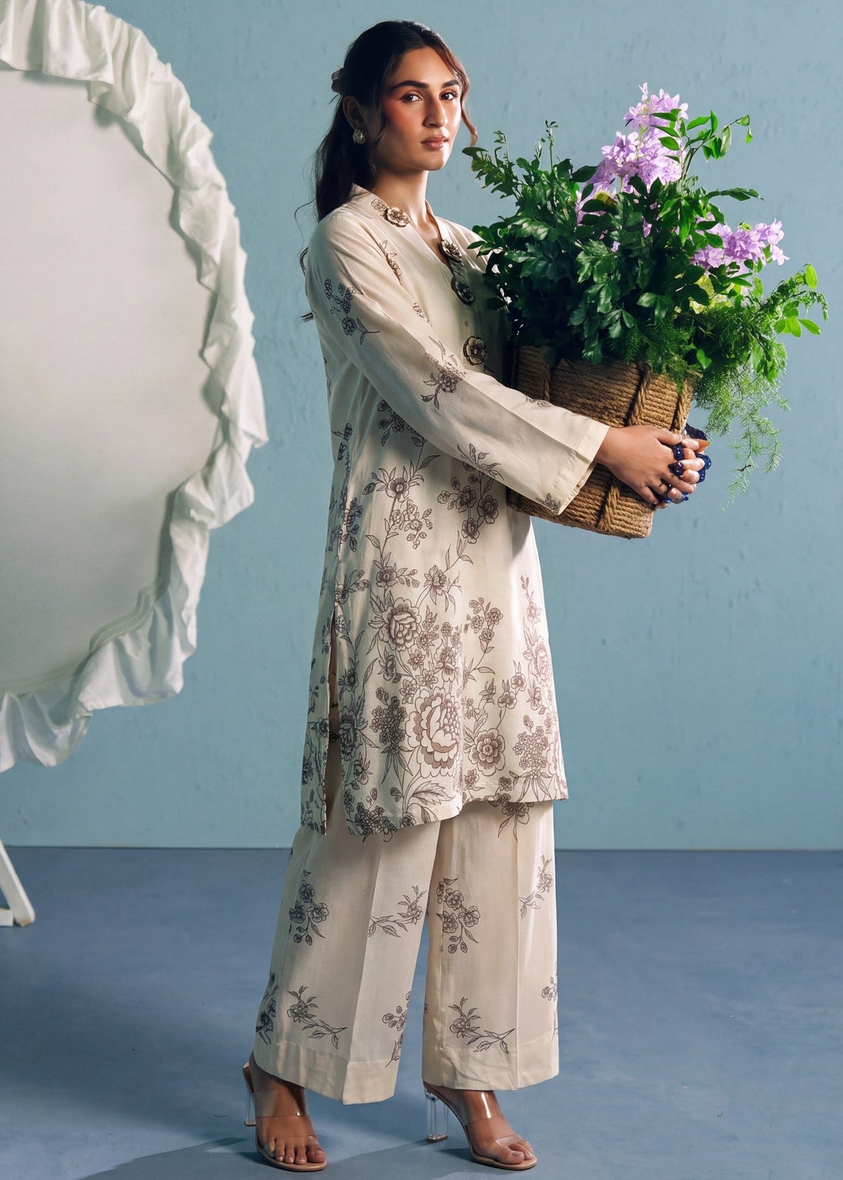 Beige Embellished Linen Daily Wear Suit Online in Dubai DXB UAE Abudhabi Meena Bazaar