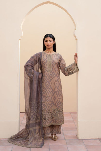 Beige Embroidered Blended Khaddar Pakistani Suit Online in Dubai UAE Abudhabi Ajman Sharjah
