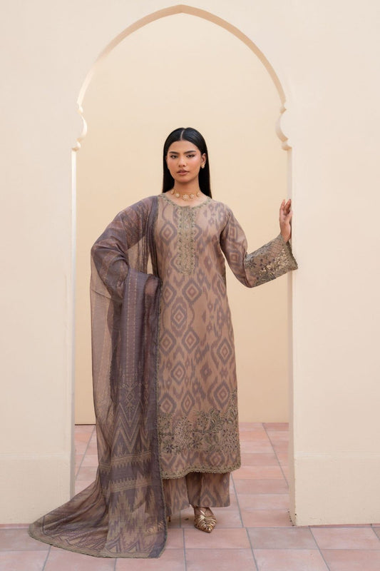 Beige Embroidered Blended Khaddar Pakistani Suit Online in Dubai UAE Abudhabi Ajman Sharjah