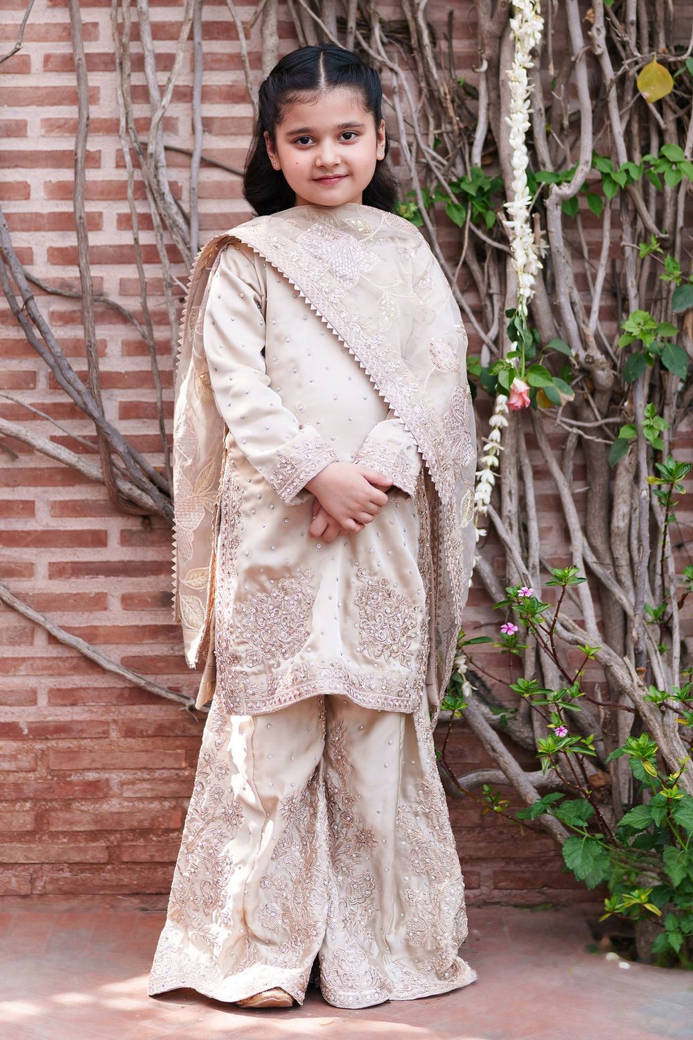 Beige Embroidered Charmuse Festive Salwar Suit Online in Dubai UAE Abudhabi Ajman Sharjah
