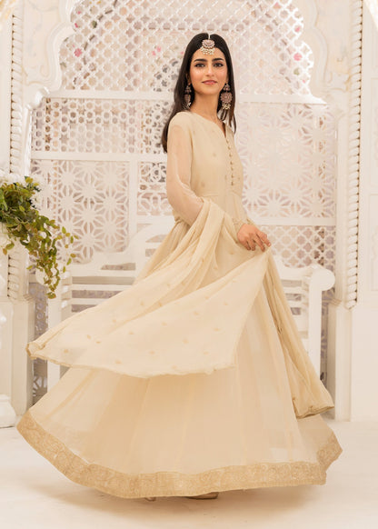 Beige Embroidered Chiffon Party Wear Suit Online in Dubai DXB UAE Abudhabi Meena Bazaar