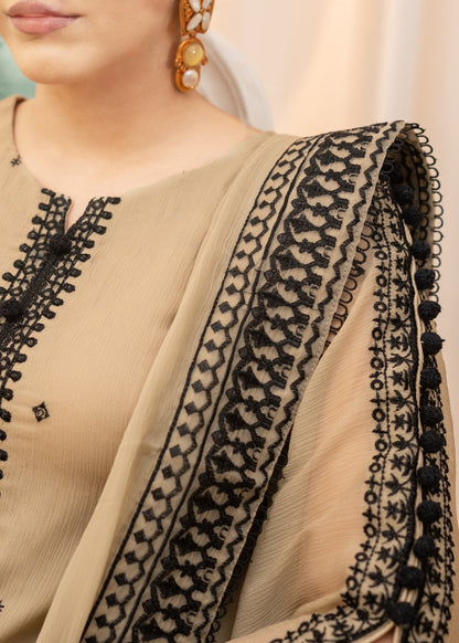 Beige Embroidered Chiffon Partywear Salwar Suit Online in Dubai UAE Abudhabi Ajman Sharjah