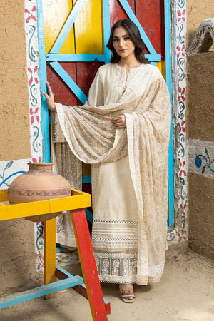 Beige Embroidered Cotton Silk Festive Suit Online in Dubai UAE Abudhabi Ajman Sharjah