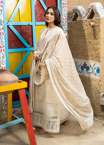 Beige Embroidered Cotton Silk Pakistani Dress Online in Sri Lanka India Australia