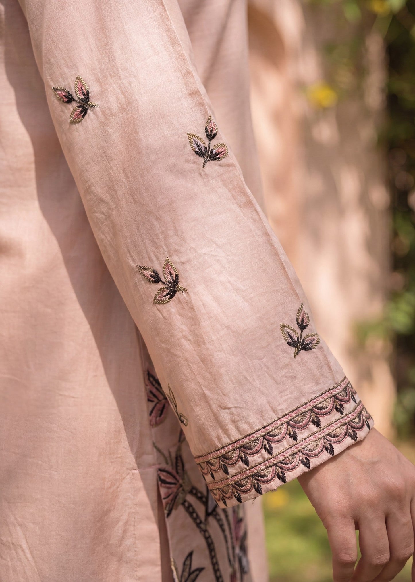 Beige Embroidered Lawn Dress Material Online in Sri Lanka India Australia