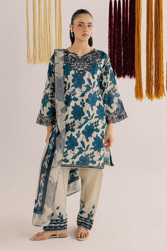 Beige Embroidered Lawn Kurta Shalwar Kameez Online in Dubai UAE Abudhabi Ajman Sharjah