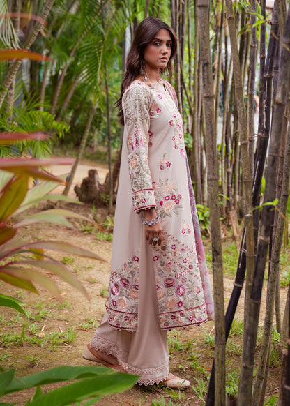 Beige Embroidered Lawn Three Piece Suit Online in Dubai DXB UAE Abudhabi Meena Bazaar
