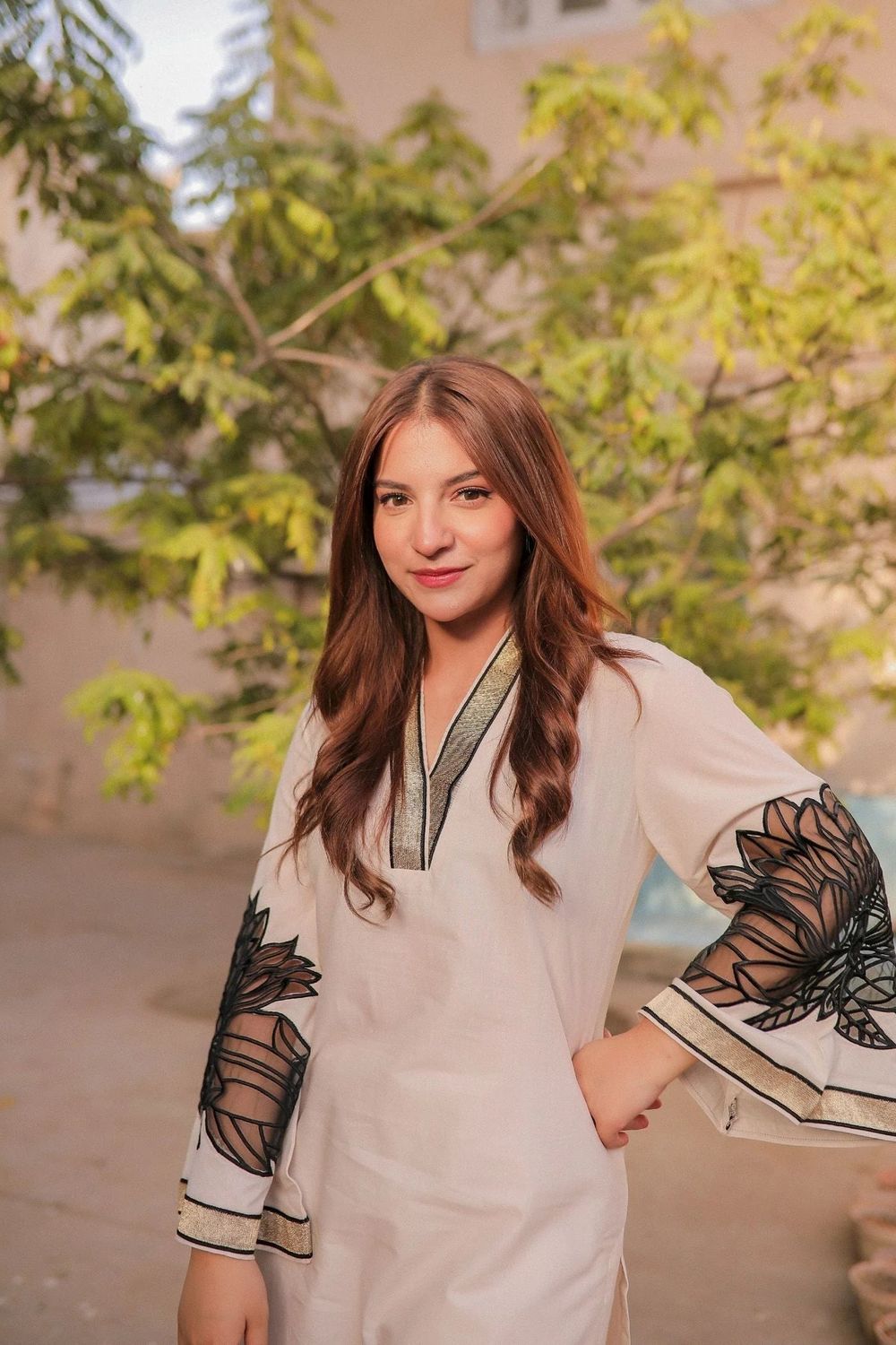 Beige Embroidered Linen Shirt Top Online in Dubai UAE Abudhabi Ajman Sharjah