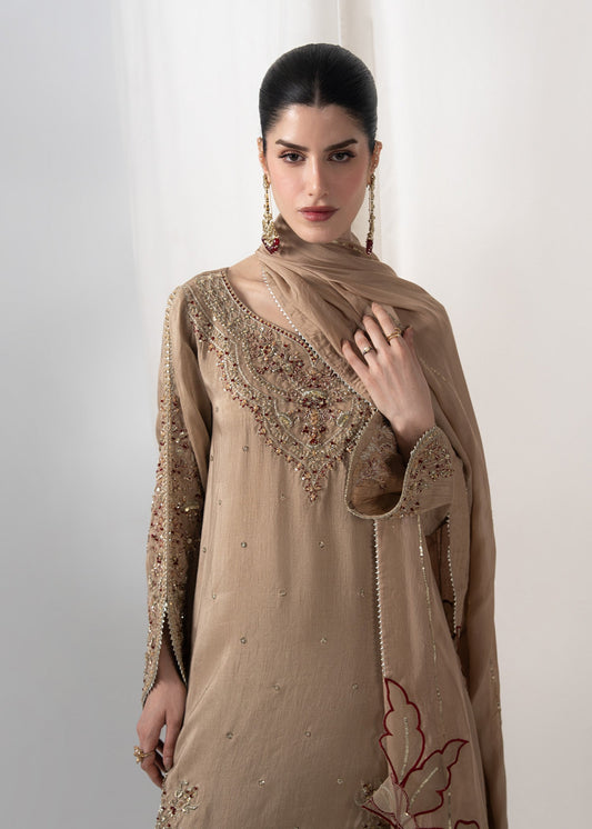 Beige Embroidered Pakistani Suit Online in Dubai DXB UAE Abudhabi Meena Bazaar