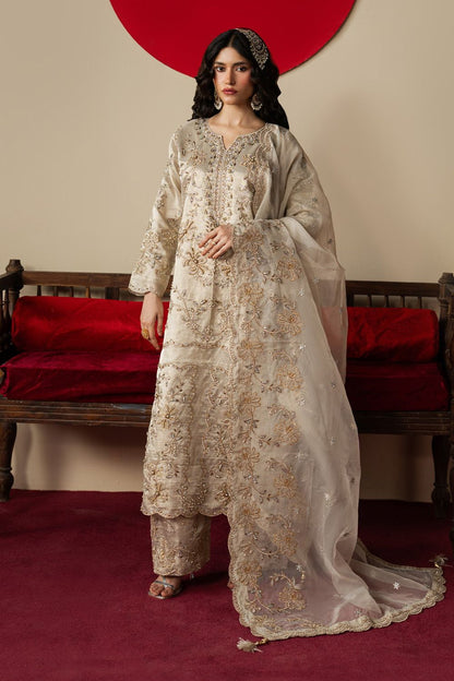 Beige Embroidered Raw Silk Salwar Kameez Online in Dubai UAE Abudhabi Ajman Sharjah