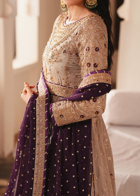 Beige Embroidered Silk Anarkali Dress Online in Dubai DXB UAE Abudhabi Meena Bazaar