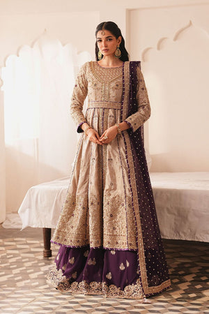 Beige Embroidered Silk Anarkali with Gharara Online in Dubai UAE Abudhabi Ajman Sharjah