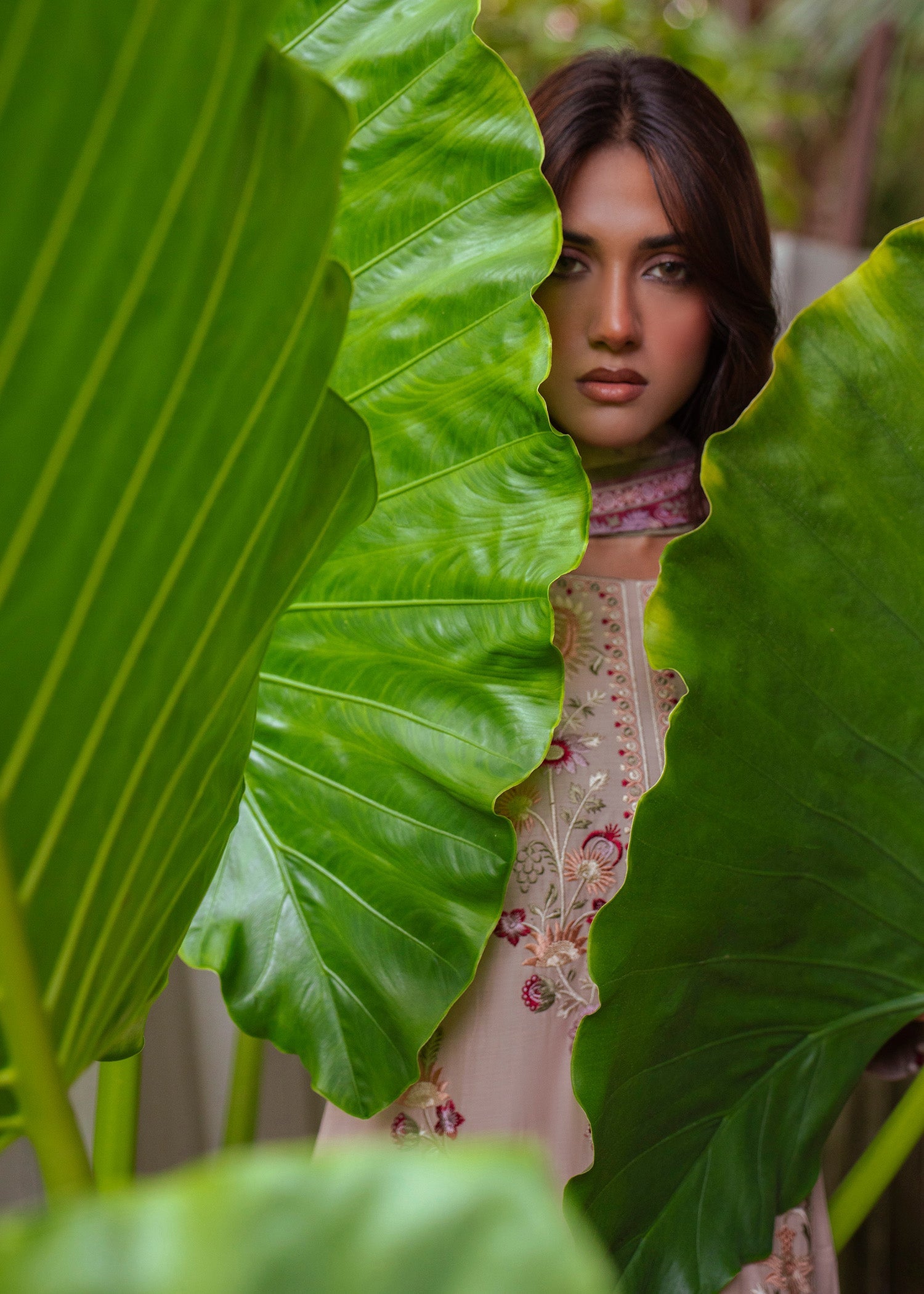 Beige Floral Embroidered Lawn Salwar Kameez Online in UK USA Canada