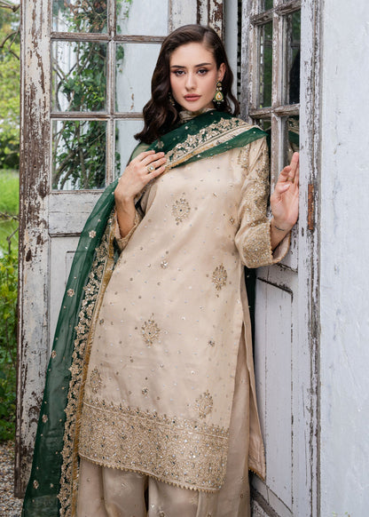 Beige Gold Pakistani Designer Suit Online in Dubai DXB UAE Abudhabi Meena Bazaar