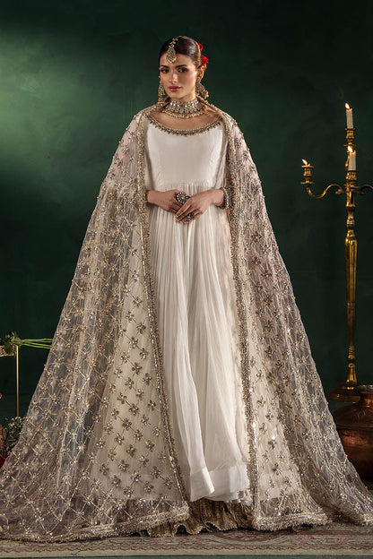 Beige Hand Embroidered Crinkle Chiffon Anarkali Peshwas Online in Dubai UAE Abudhabi Ajman Sharjah