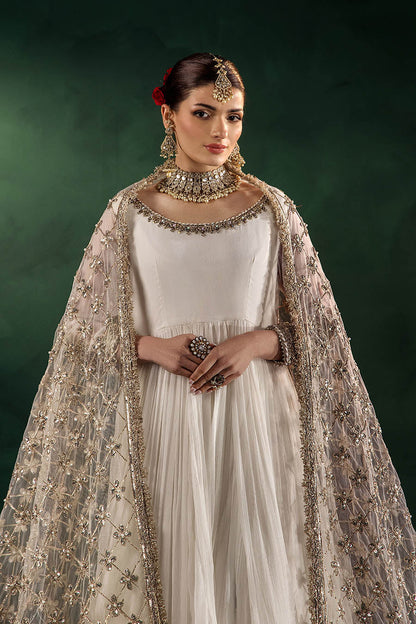 Beige Hand Embroidered Crinkle Chiffon Anarkali Peshwas Online in Dubai UAE Abudhabi Ajman Sharjah