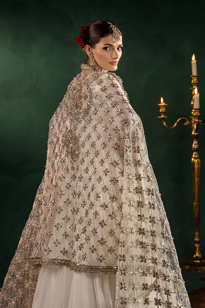 Beige Hand Embroidered Crinkle Chiffon Anarkali Peshwas Online in Dubai UAE Abudhabi Ajman Sharjah