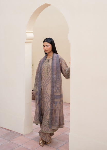 Beige Khaddar 3 Piece Suit with Manaar Dupatta Online in Sri Lanka India Australia