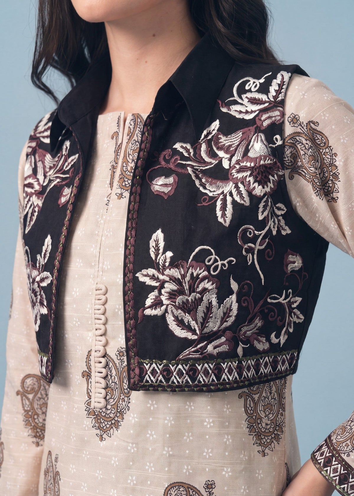 Beige Khaddar Pishwas Daily Wear Online in Sri Lanka India Australia