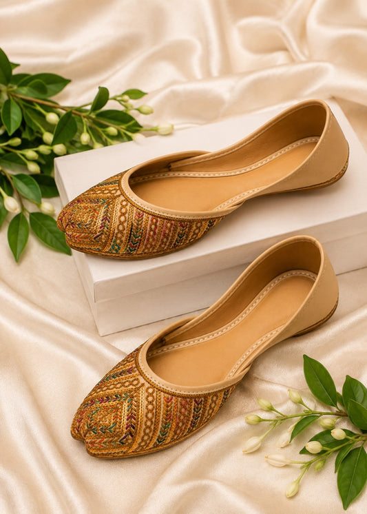 Beige Khussa Footwear for Women Online in KSA Riyadh Saudi Arabia Oman Bahrain Qatar