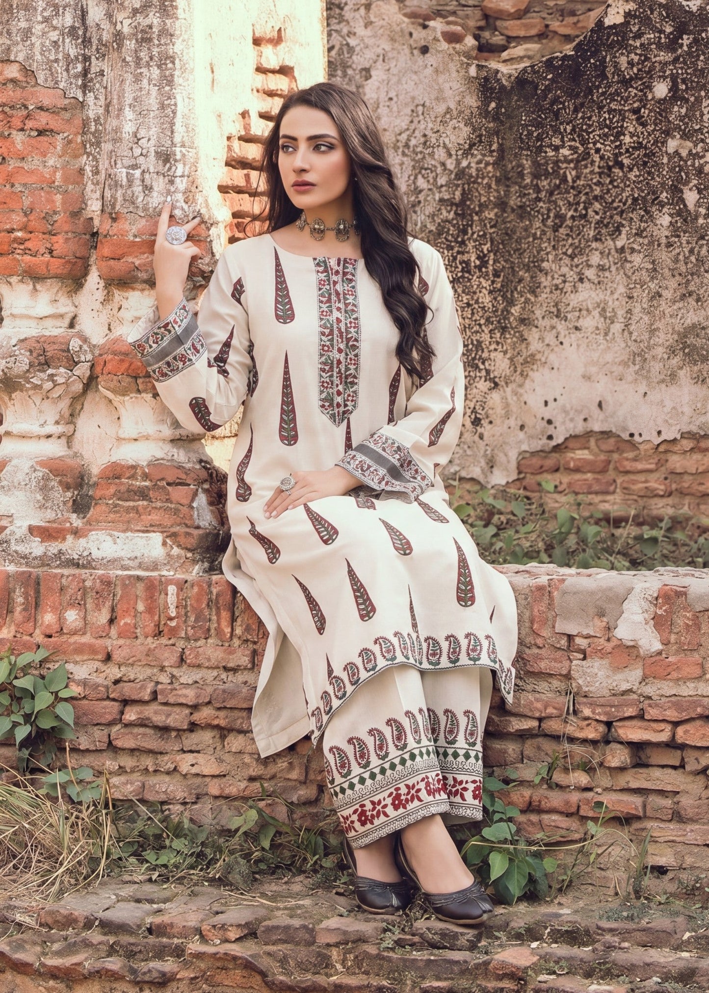 Beige Lawn Daily Wear Suit Online in Dubai UAE Abudhabi Ajman Sharjah