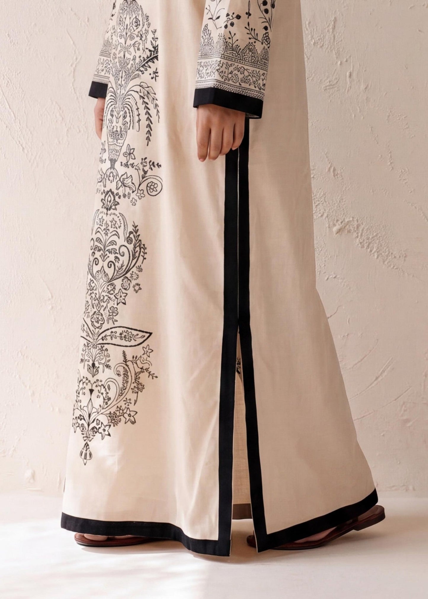 Beige Lawn Embellished Kaftan Online in Dubai DXB UAE Abudhabi Meena Bazaar