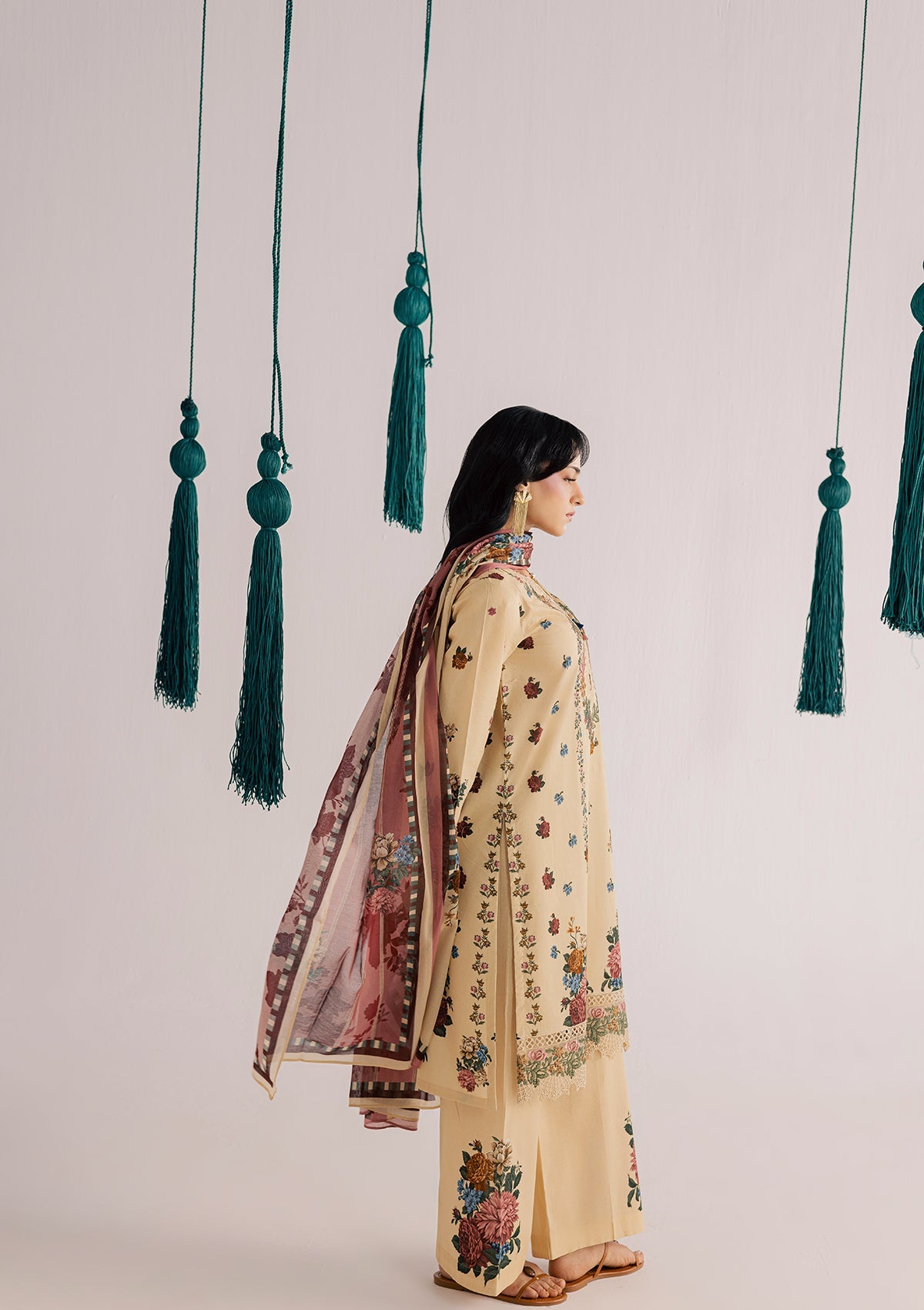 Beige Lawn Embroidered 3 Piece Suit Online in Dubai UAE Abudhabi Ajman Sharjah