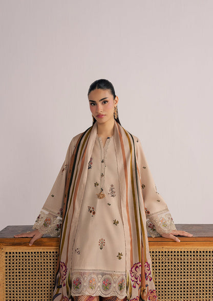 Beige Lawn Embroidered 3 Piece Suit Online in Sri Lanka India Australia
