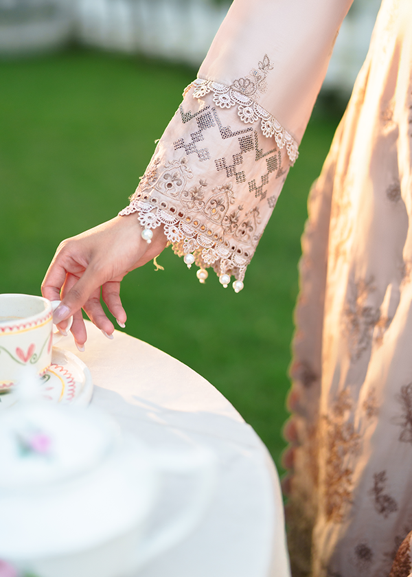 Beige Lawn Embroidered 3 Piece Suit Online in UK USA Canada