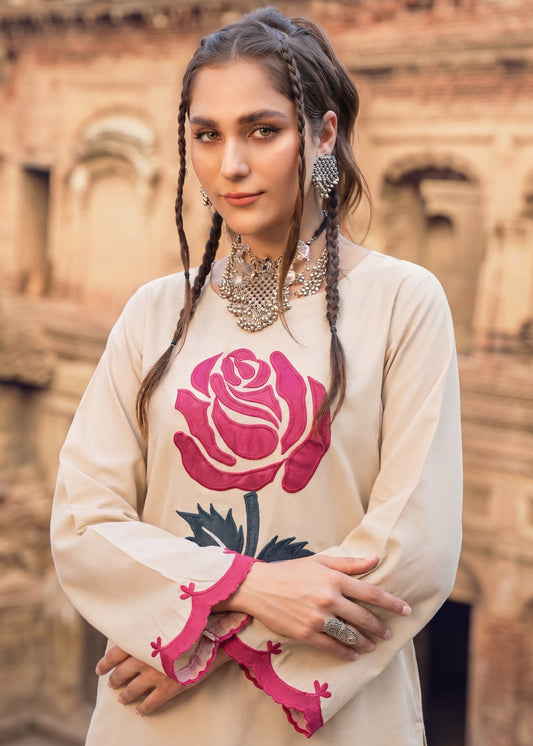 Beige Lawn Kurta with Trouser Online in Sri Lanka India Australia