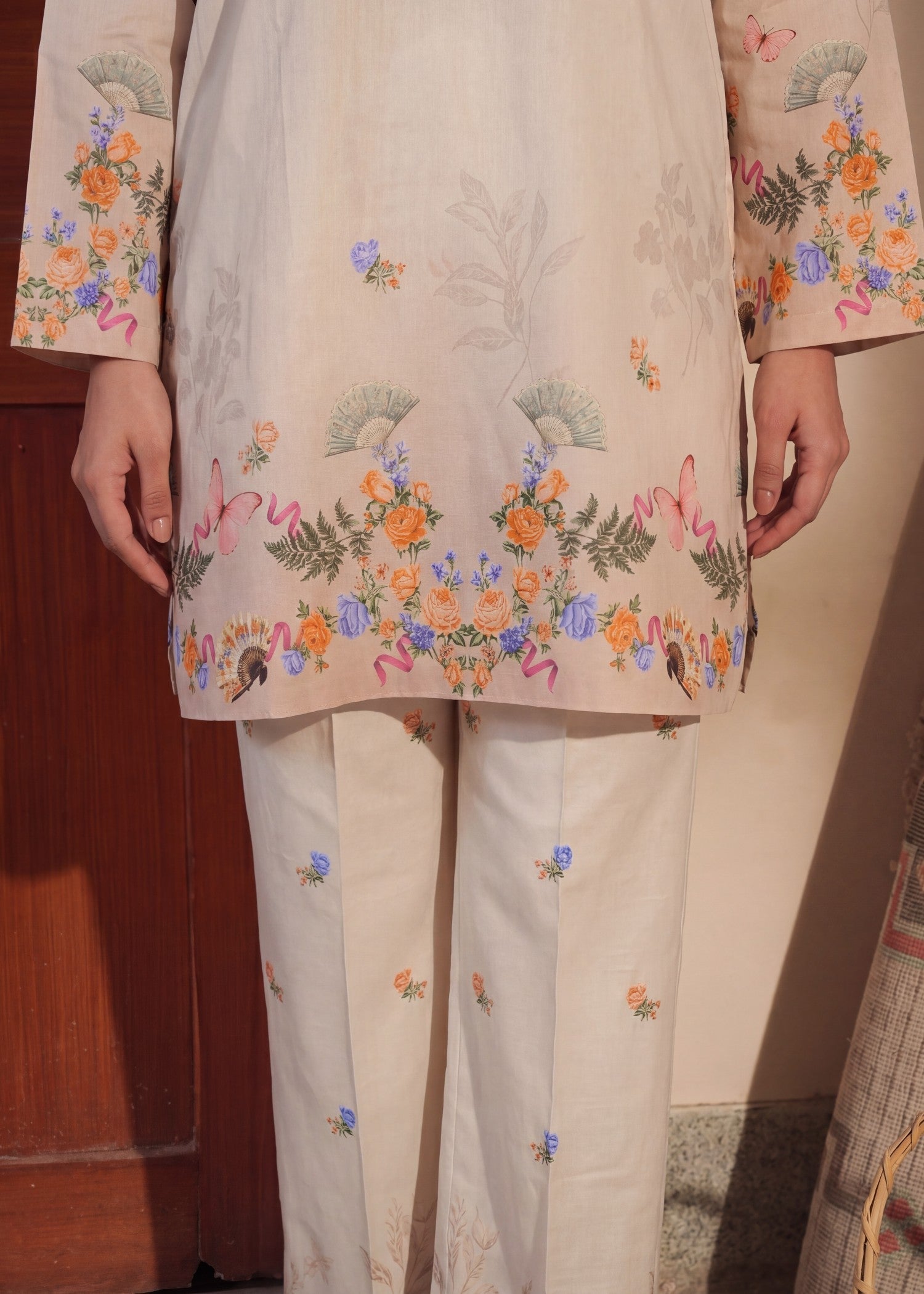 Beige Lawn Printed Suit for Women Online in Dubai DXB UAE Abudhabi Meena Bazaar