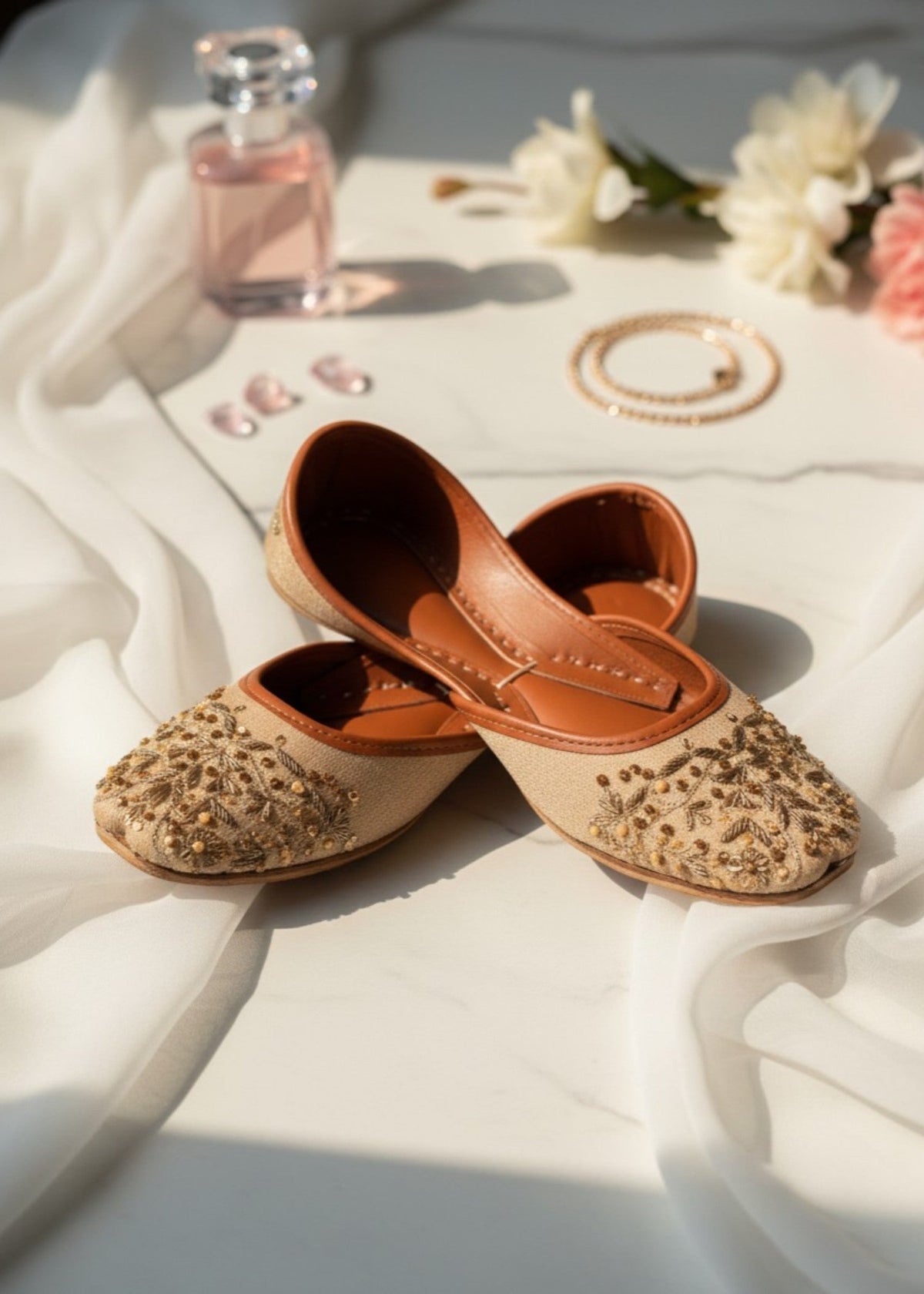 Beige Leather Khussa for Women Online in Sri Lanka India Australia