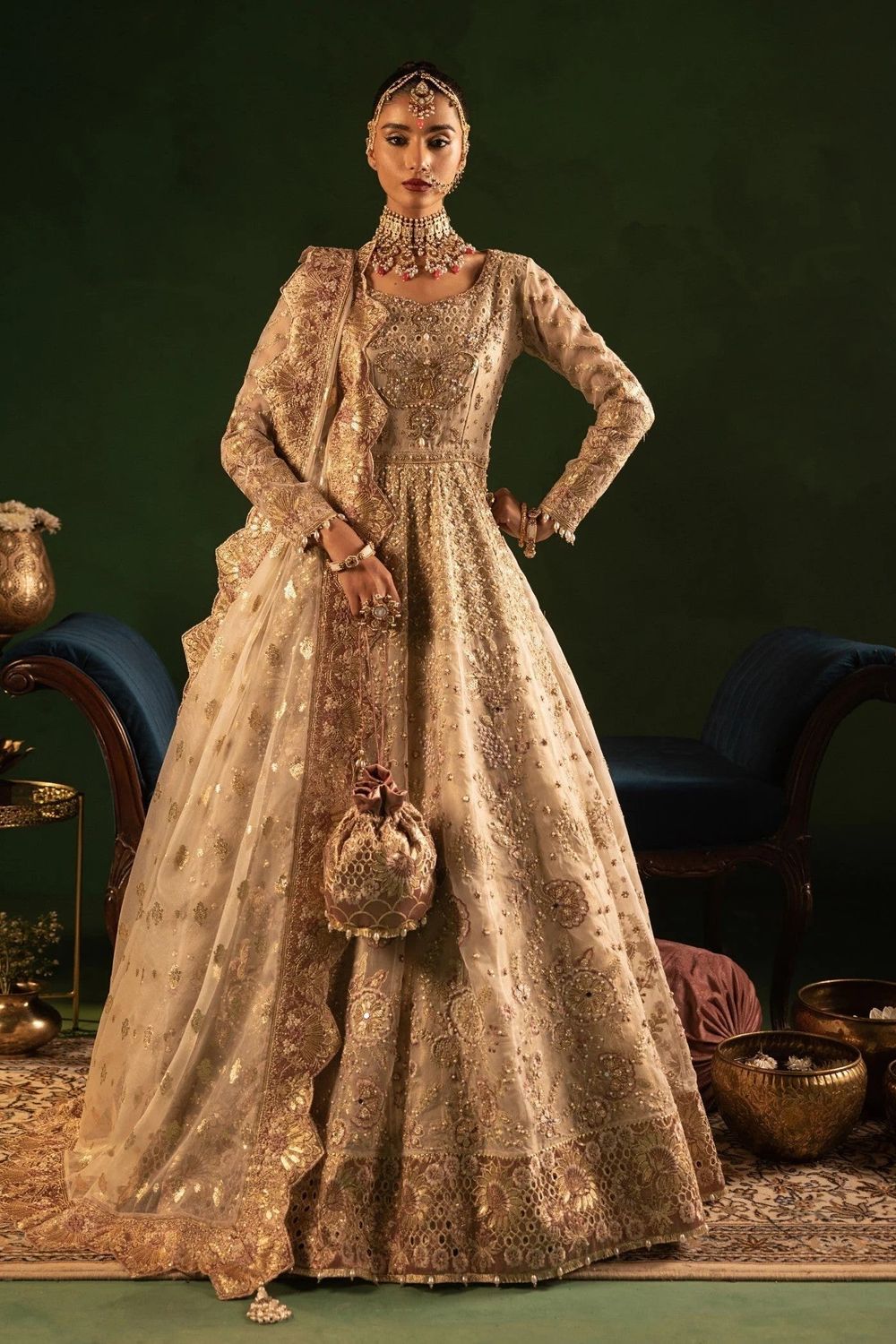 Beige Organza Flared Maxi Wedding Guest Suit Online in Dubai UAE Abudhabi Ajman Sharjah