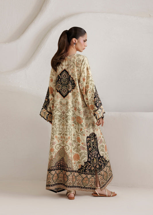 Beige Raw Silk Embroidered Kaftan Online in UK USA Canada