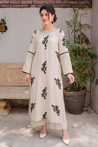 Beige Sequined Linen Straight Kurta Set Online in Dubai UAE Abudhabi Ajman Sharjah