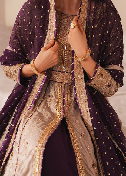 Beige Silk Anarkali Gharara Pakistani Clothes Online in Sri Lanka India Australia