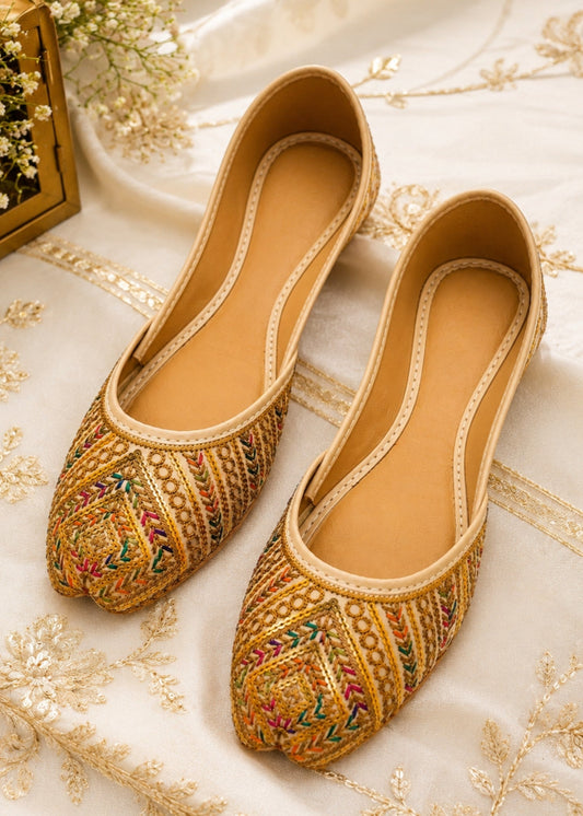 Beige Traditional Khussa for Women Online in Sri Lanka India Australia