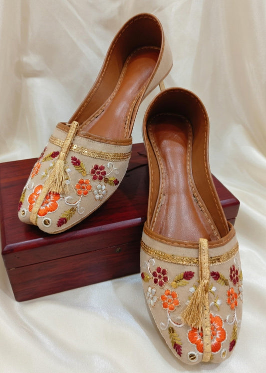 Beige Velvet Wedding Khussa Online in Sri Lanka India Australia