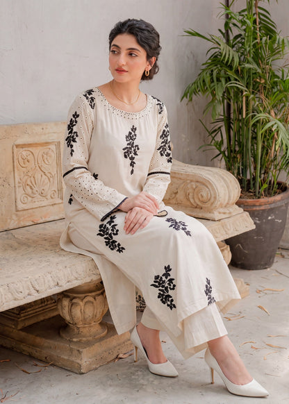 Beige Winter Linen Kurta and Trouser Set Online in Sri Lanka India Australia